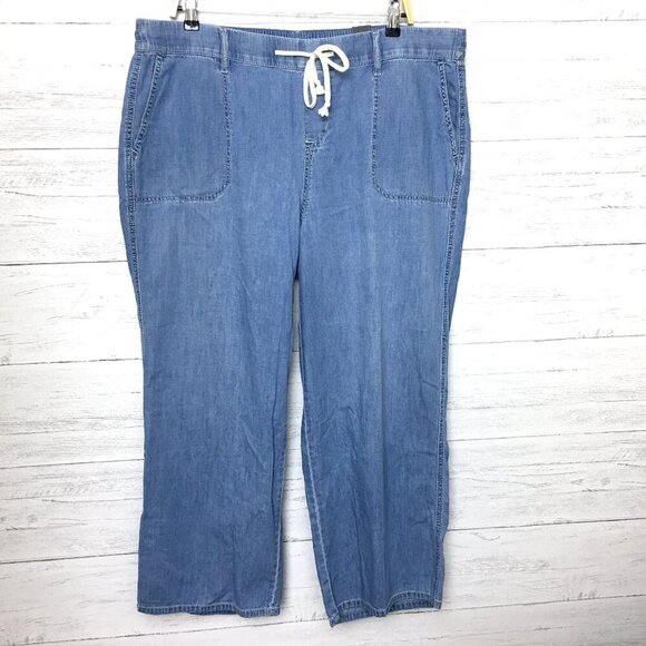NEW Torrid Wide Leg Jeans Pull On Light Wash Elastic Waist size 2X length 27" - Picture 1 of 9